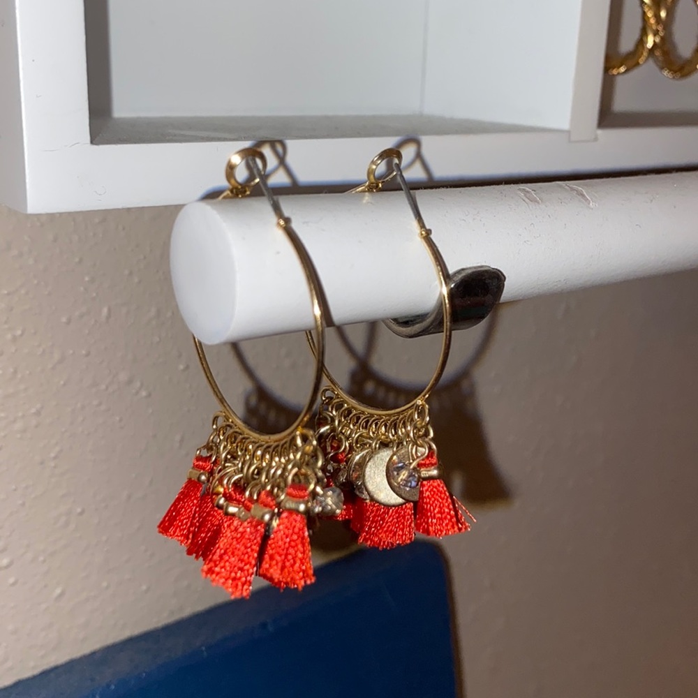Red tassel earrings